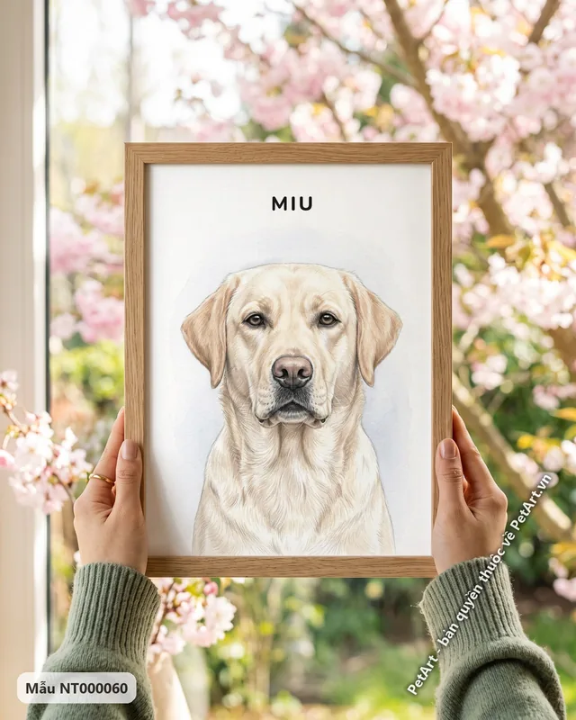 Tranh chân dung tối giản tên trên · Labrador
