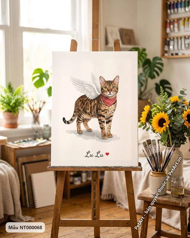 Mèo Bengal khăn đỏ, cánh thiên thần · góc khác