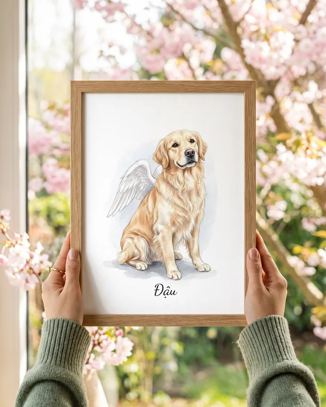 Tranh bé thiên thần cánh trắng · Golden