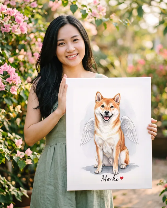 Tranh bé thiên thần cánh trắng · Shiba