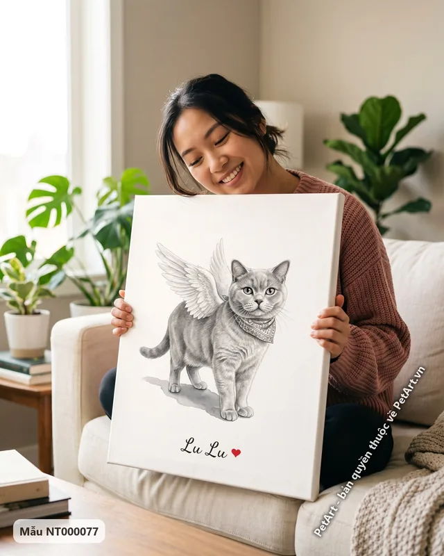 Mèo Anh lông ngắn thiên thần cánh trắng · góc khác