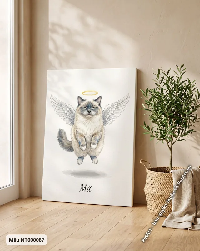 Tranh thiên thần bay hào quang · mèo Ragdoll