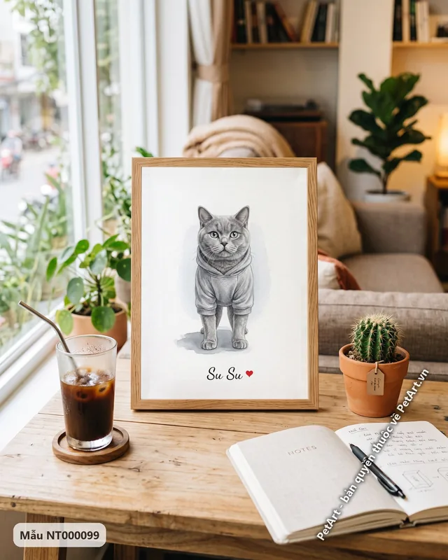 Tranh bé diện đồ xinh · mèo Anh lông ngắn