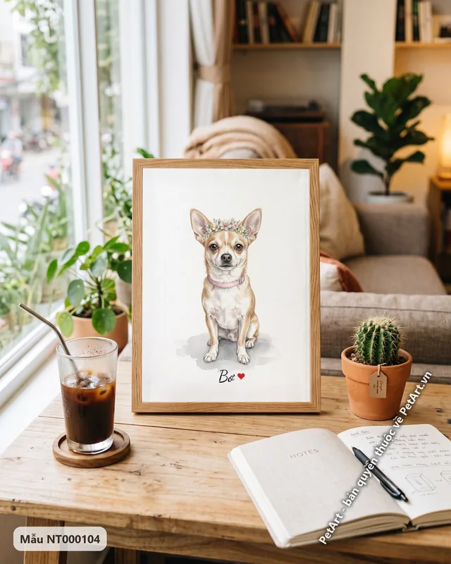 Chihuahua đội vòng hoa hồng · góc khác