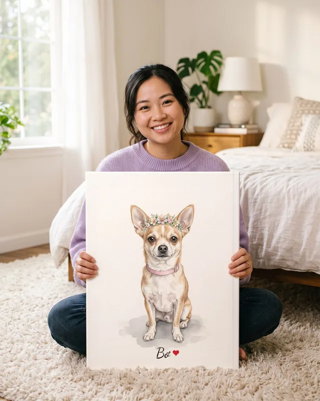 Tranh bé diện đồ xinh · Chihuahua