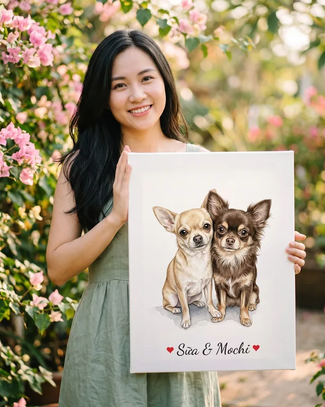 Tranh hai bé bên nhau · Chihuahua