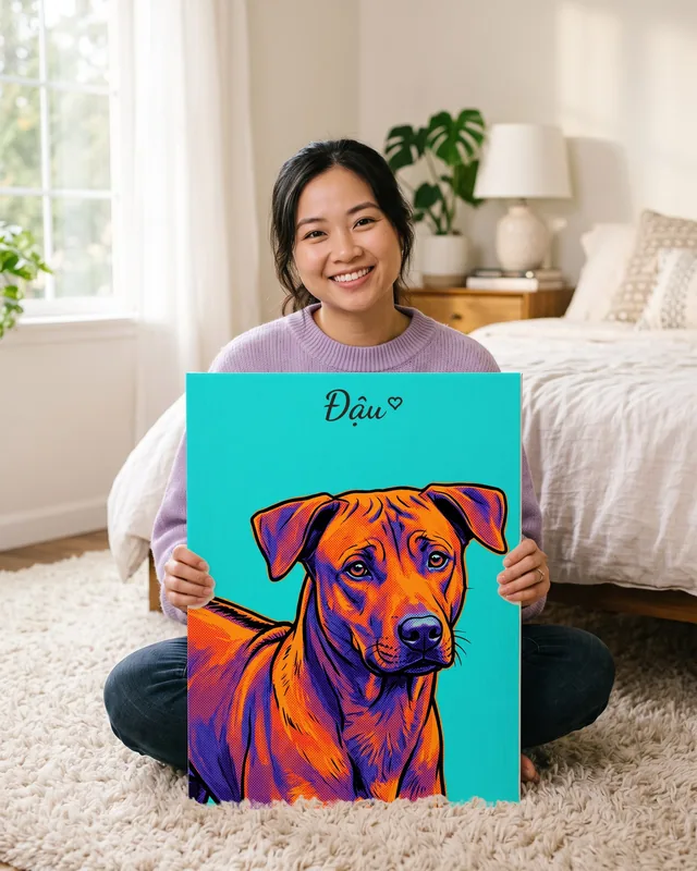 Tranh Pop Art nhiều màu · chó Phú Quốc