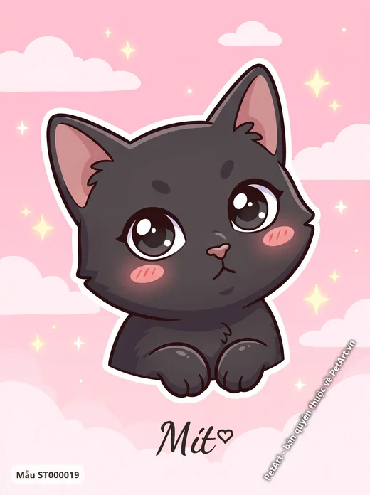 Mèo mun Chibi mắt to má hồng · ảnh tranh