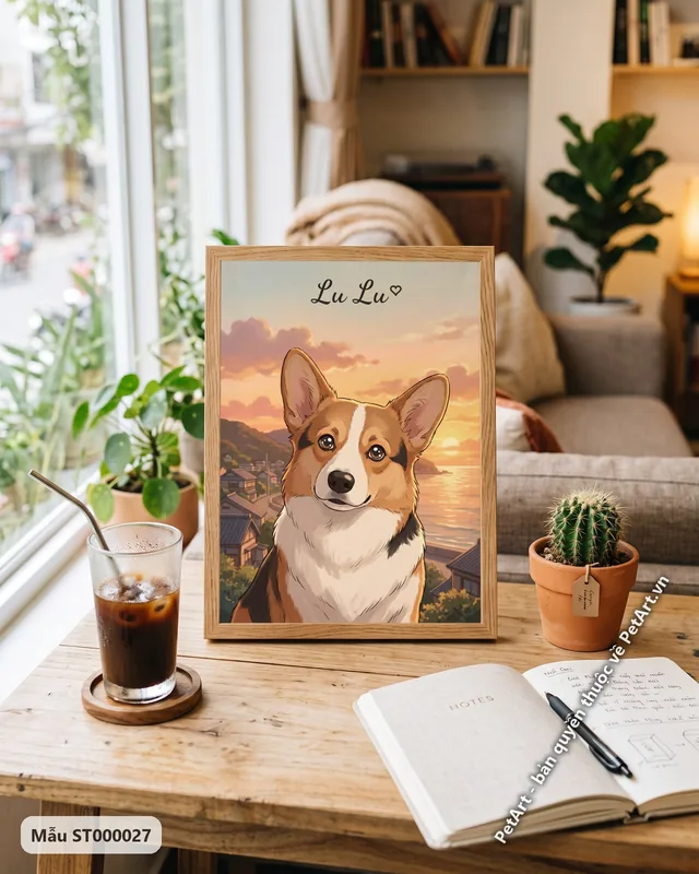 Chó Corgi phong cách Anime Nhật Bản · ảnh thực tế