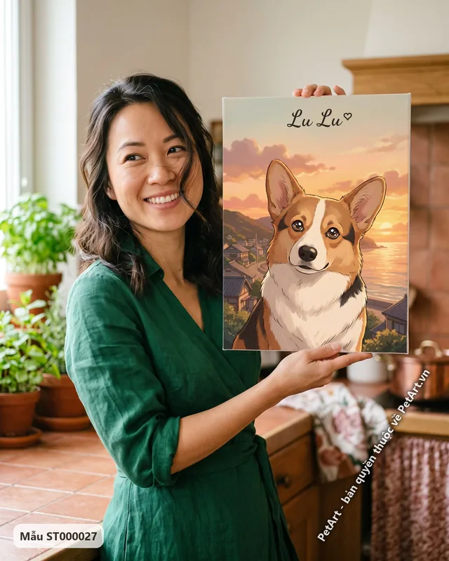 Chó Corgi phong cách Anime Nhật Bản · góc khác