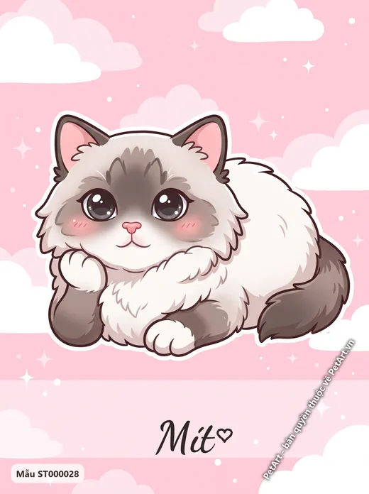 Mèo Ragdoll Chibi hồng dễ thương · ảnh tranh