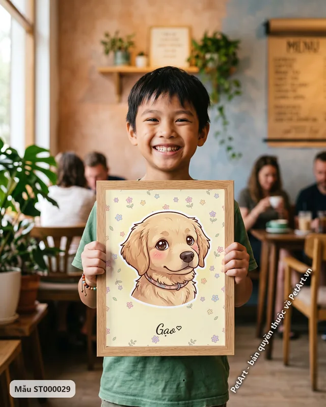 Golden Chibi hoạt hình dễ thương nền hoa · góc khác