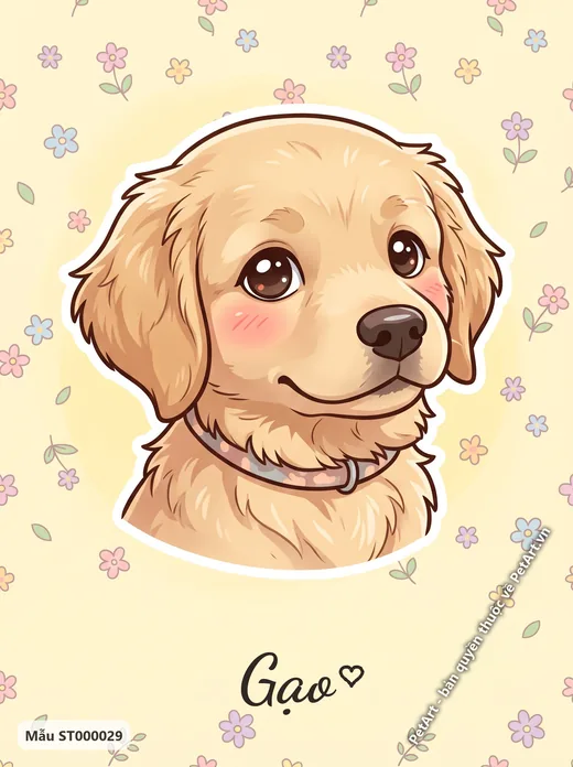 Golden Chibi hoạt hình dễ thương nền hoa · ảnh tranh