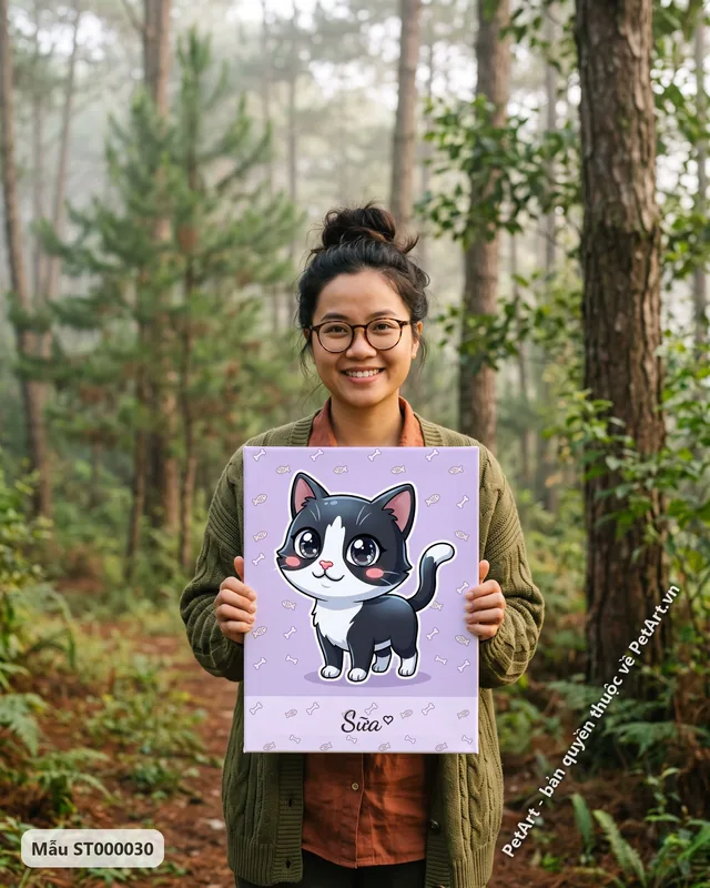 Mèo bò sữa Chibi hoạt hình mắt to · ảnh thực tế