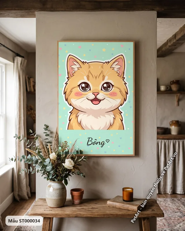 Mèo Anh lông dài Chibi nền xanh · góc khác