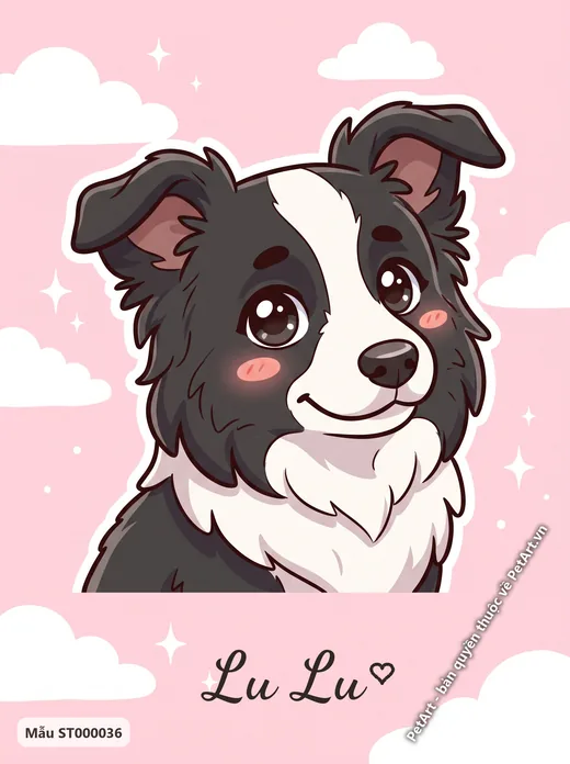 Chó Border Collie Chibi, tranh hoạt hình dễ thương · ảnh tranh