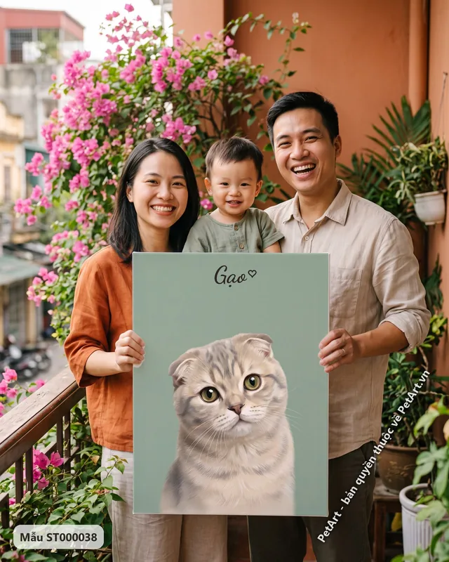 Tranh chân dung nền đơn sắc · mèo tai cụp