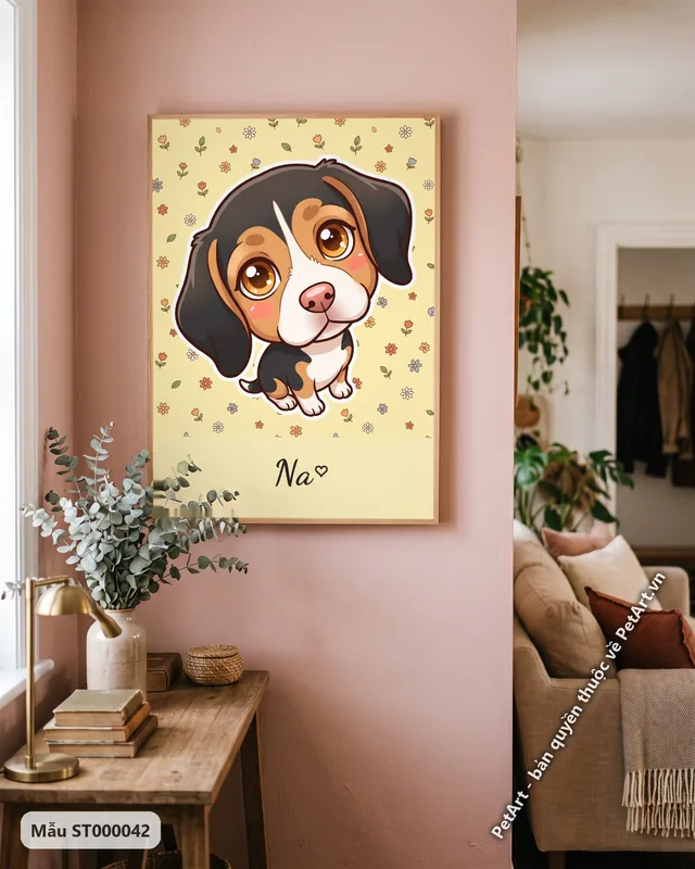 Chó Beagle con dễ thương, phong cách hoạt hình Chibi · góc khác