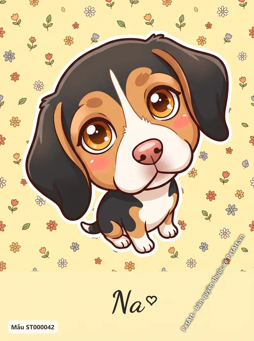 Chó Beagle con dễ thương, phong cách hoạt hình Chibi · ảnh tranh