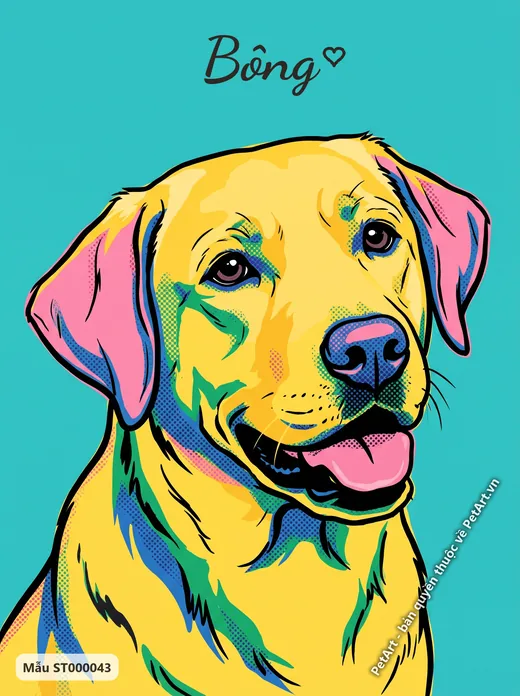Chó Labrador nhiều màu, phong cách Pop Art · ảnh tranh
