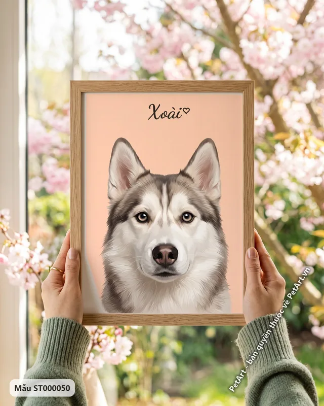 Tranh chân dung nền đơn sắc · Husky