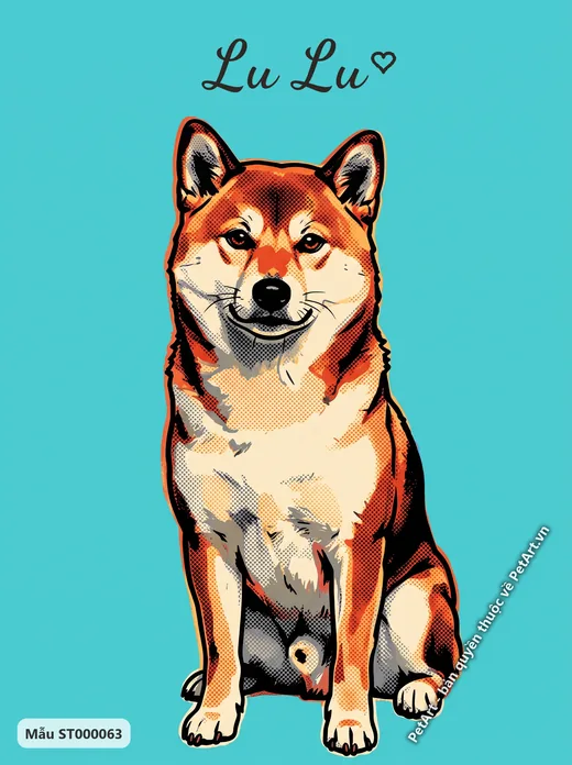Chó Shiba Pop Art, màu sắc nổi bật · ảnh tranh