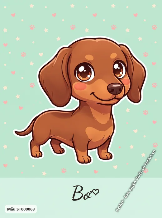 Chó Lạp xưởng Chibi nâu đáng yêu · ảnh tranh