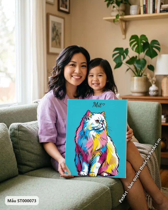 Mèo Ba Tư ngồi, Pop Art lông dài nhiều màu · góc khác