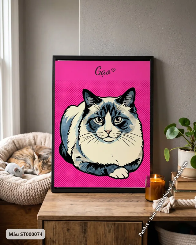 Mèo Ragdoll nằm, Pop Art màu sắc dịu dàng · góc khác