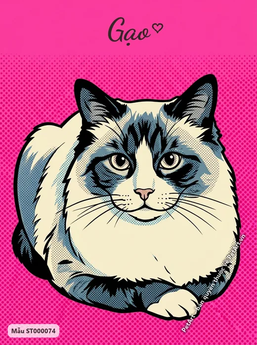 Mèo Ragdoll nằm, Pop Art màu sắc dịu dàng · ảnh tranh
