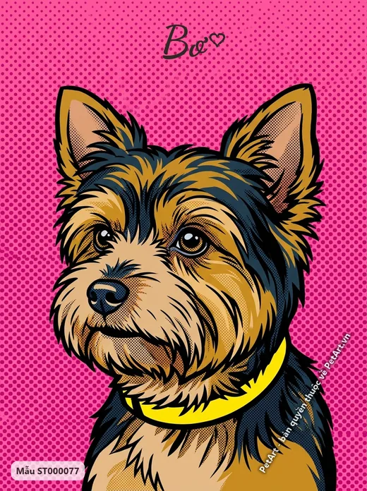 Chó Yorkshire mặt cận, Pop Art vòng cổ vàng · ảnh tranh