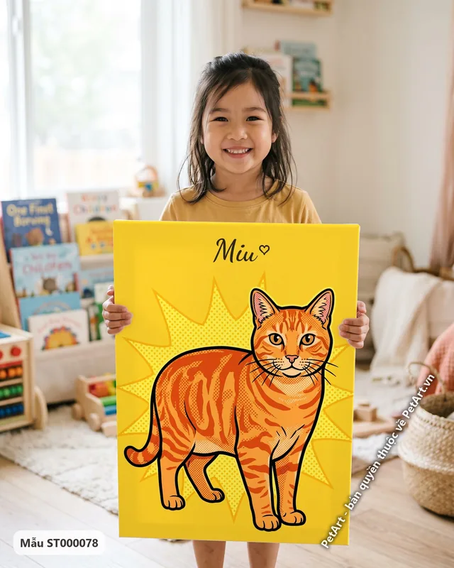 Tranh Pop Art nhiều màu · mèo mướp cam