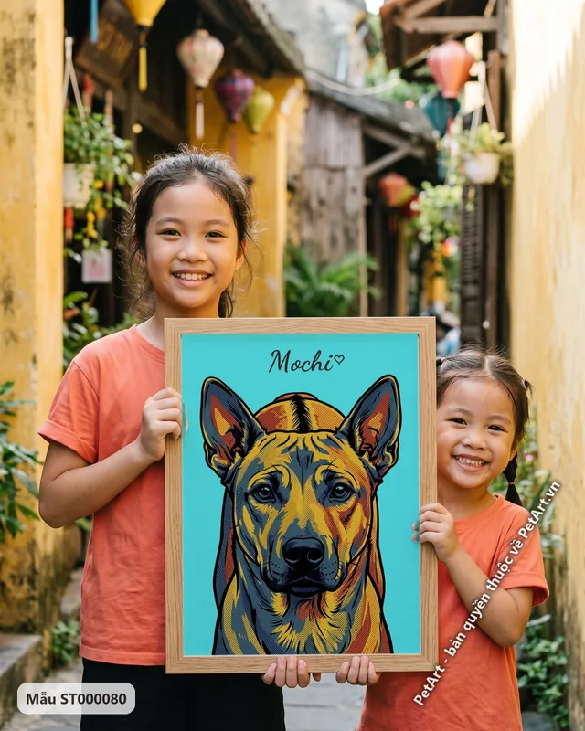 Tranh Pop Art nhiều màu · chó Phú Quốc