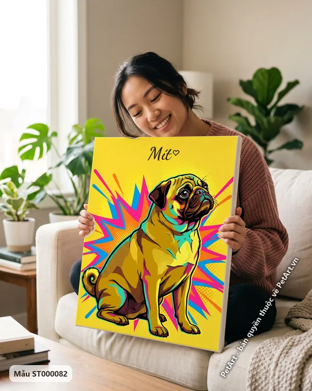 Tranh Pop Art nhiều màu · Pug