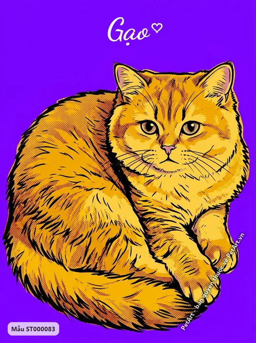Mèo Anh lông dài nằm cuộn, phong cách Pop Art nhiều màu · ảnh tranh
