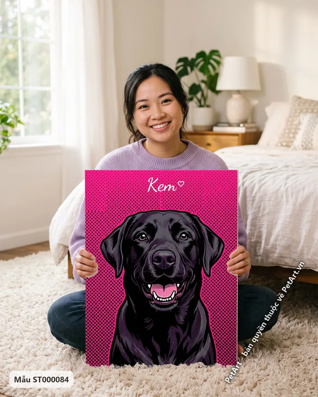Tranh Pop Art nhiều màu · Labrador đen