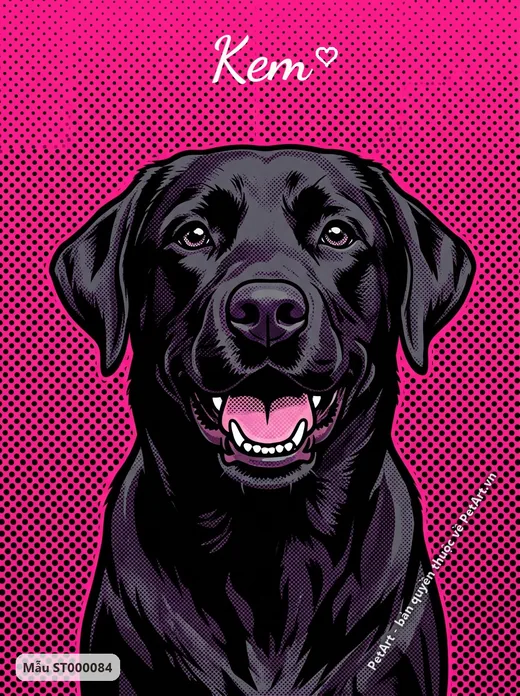 Chó Labrador đen nhìn thẳng, phong cách Pop Art nhiều màu · ảnh tranh