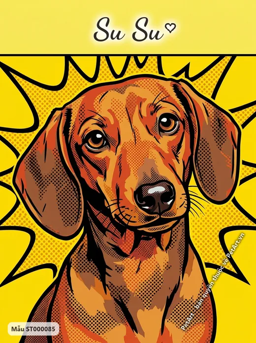 Chó Lạp xưởng nhìn nghiêng, phong cách Pop Art nhiều màu · ảnh tranh