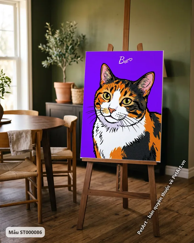 Mèo tam thể Pop Art nhiều màu · góc khác