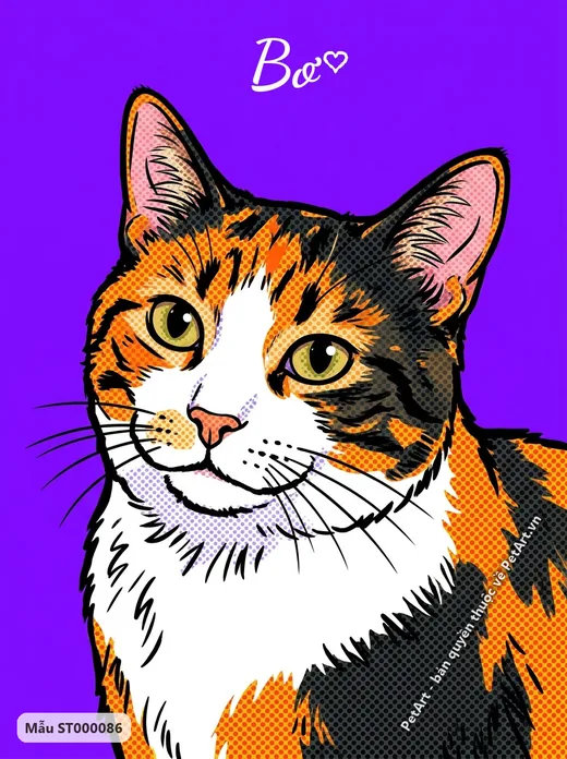 Mèo tam thể Pop Art nhiều màu · ảnh tranh