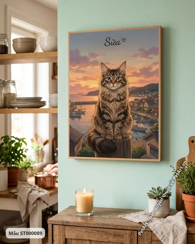 Tranh Anime Nhật Bản · mèo Maine Coon