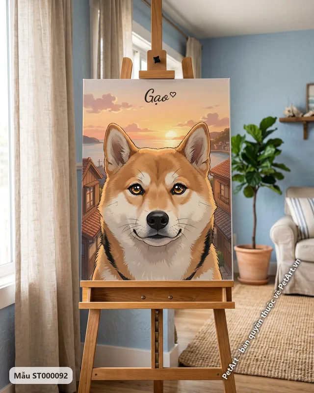 Chó Shiba Anime hoàng hôn · góc khác