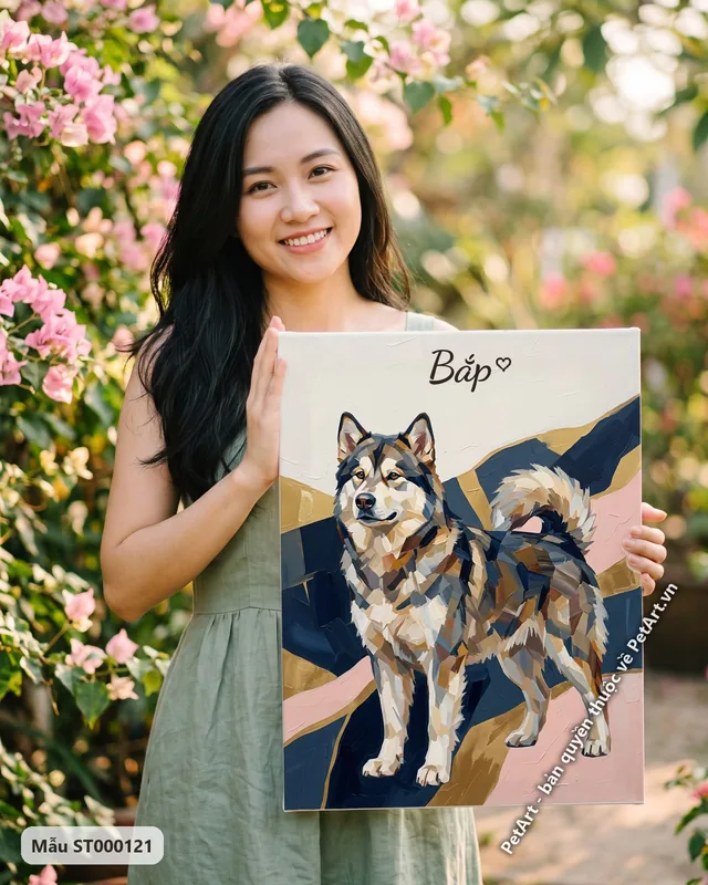 Chó Alaska đứng, phong cách trừu tượng nghệ thuật · góc khác