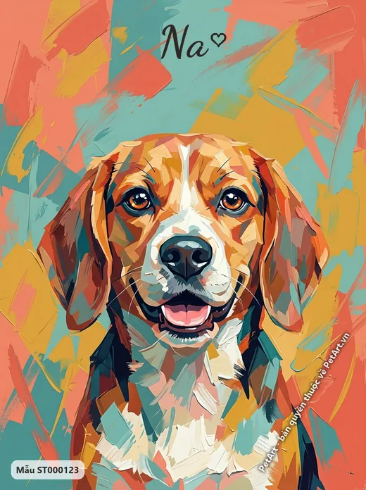 Chó Beagle cười, phong cách trừu tượng nghệ thuật · ảnh tranh