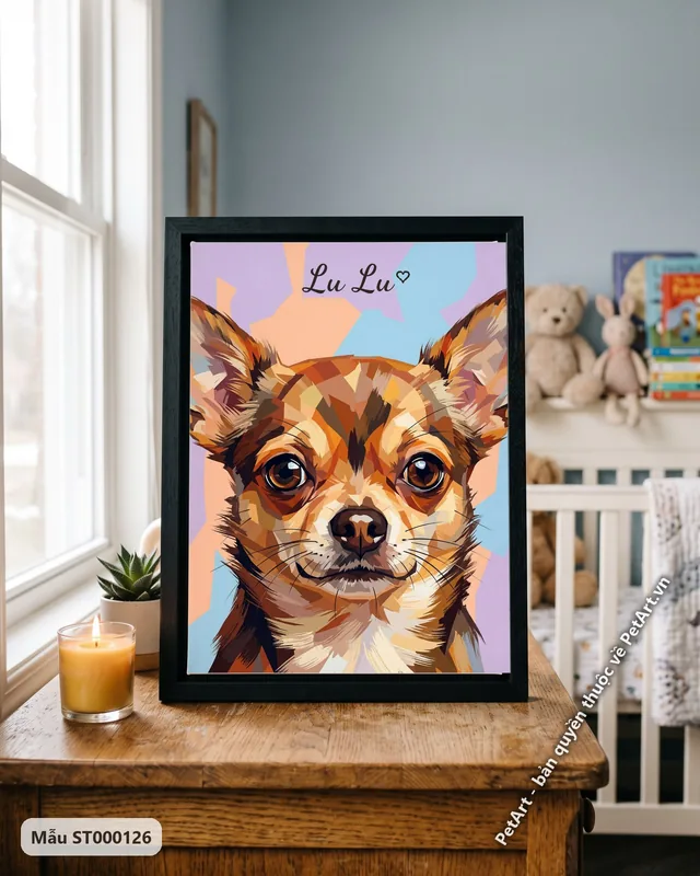 Chó Chihuahua nhìn thẳng, phong cách trừu tượng nghệ thuật · góc khác