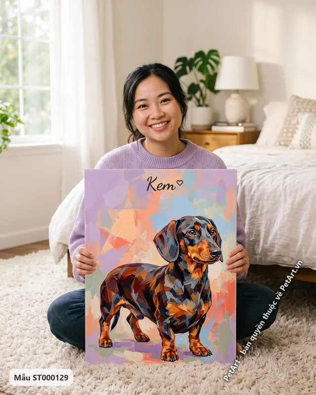 Chó Lạp xưởng trừu tượng, màu sắc tươi sáng · góc khác