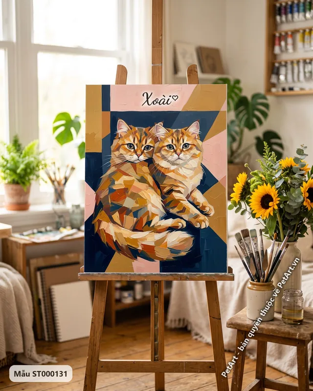 Tranh trừu tượng nghệ thuật · mèo Anh lông dài