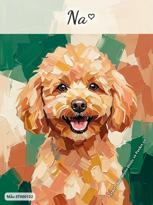Chó Poodle trừu tượng, mặt cười, màu cam nhạt · ảnh tranh