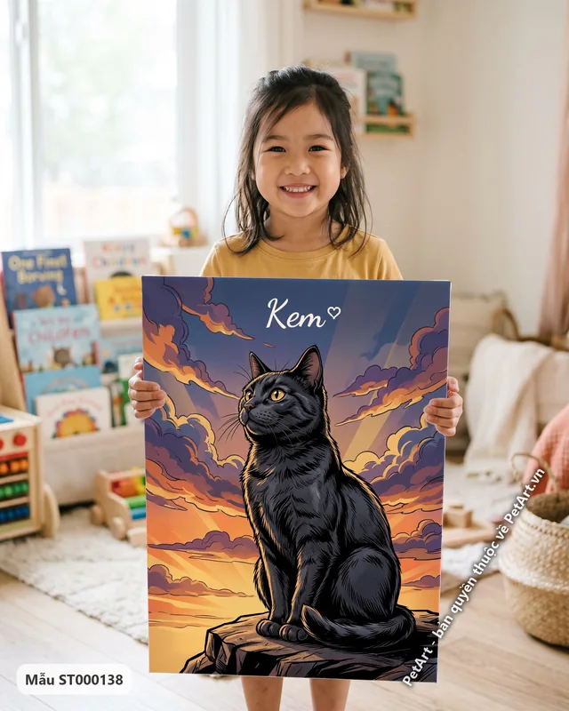 Tranh phong cách truyện tranh · mèo mun