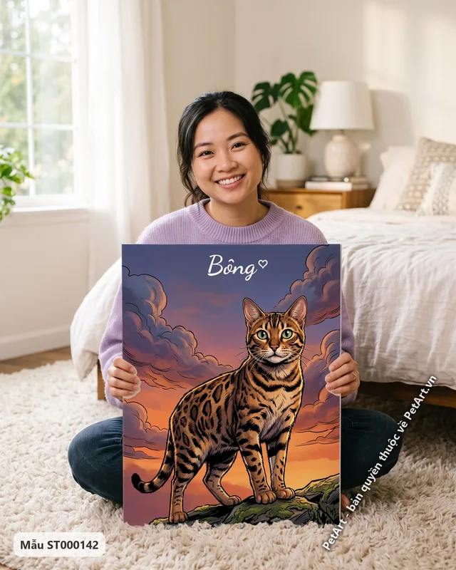Tranh phong cách truyện tranh · mèo Bengal